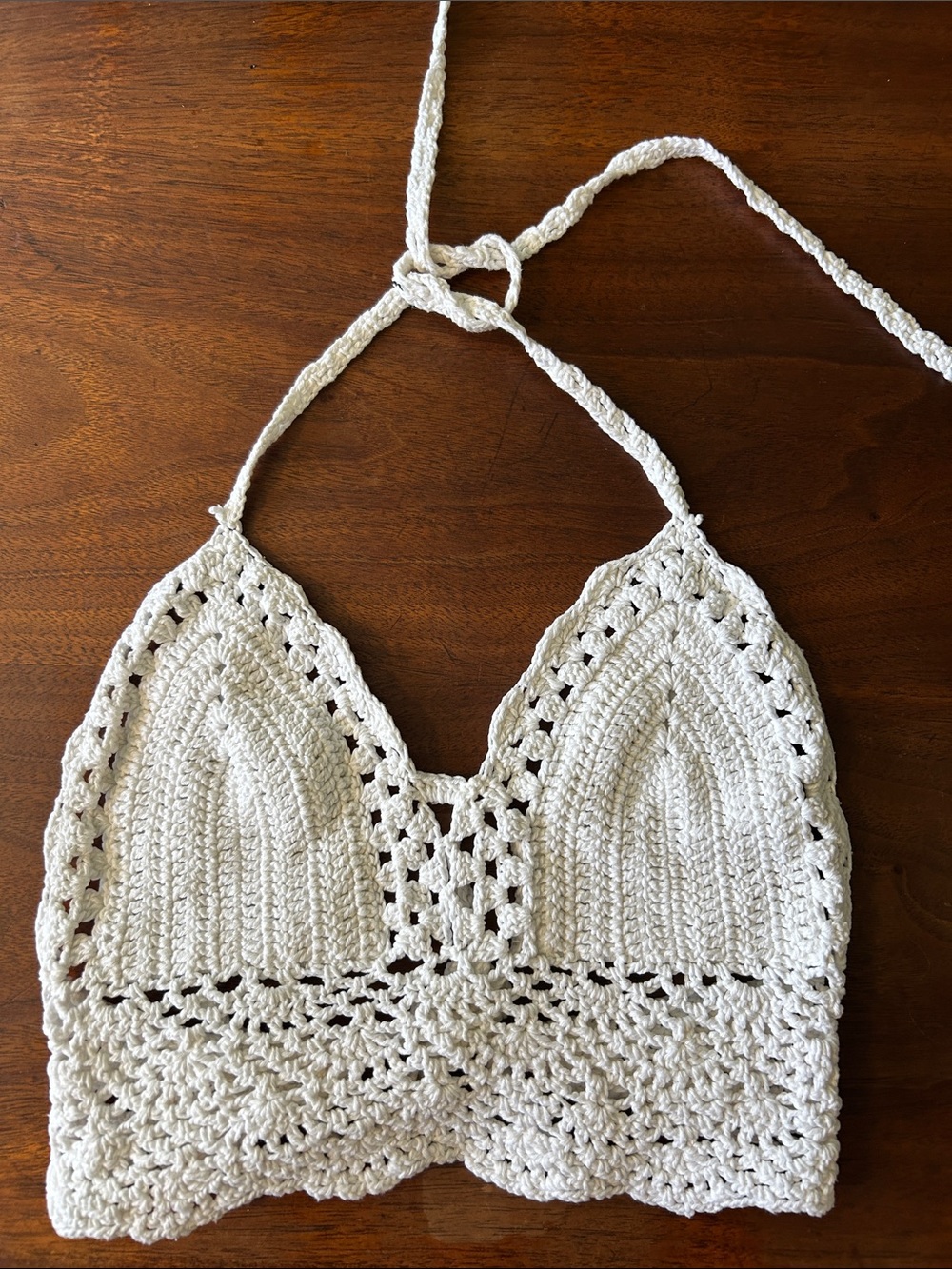 Crochet Halter Bralette White